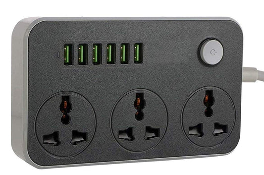 Power Socket with 6 USB Port with 3 Universal Sockets 2M Cable