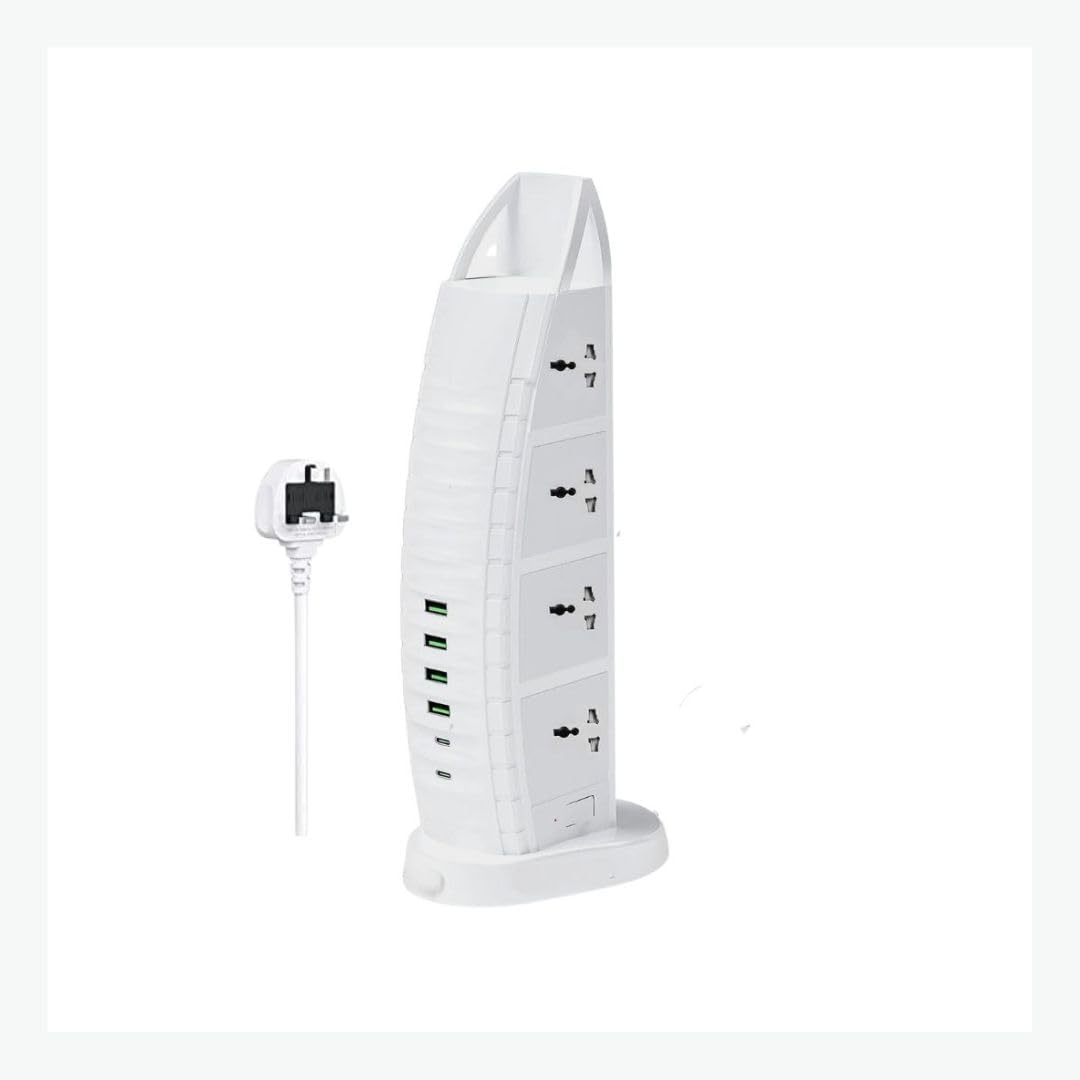 Tower Extension 3000 W with 6 USB Ports 3.4A Multi Plug Extension Socket 2M Cable