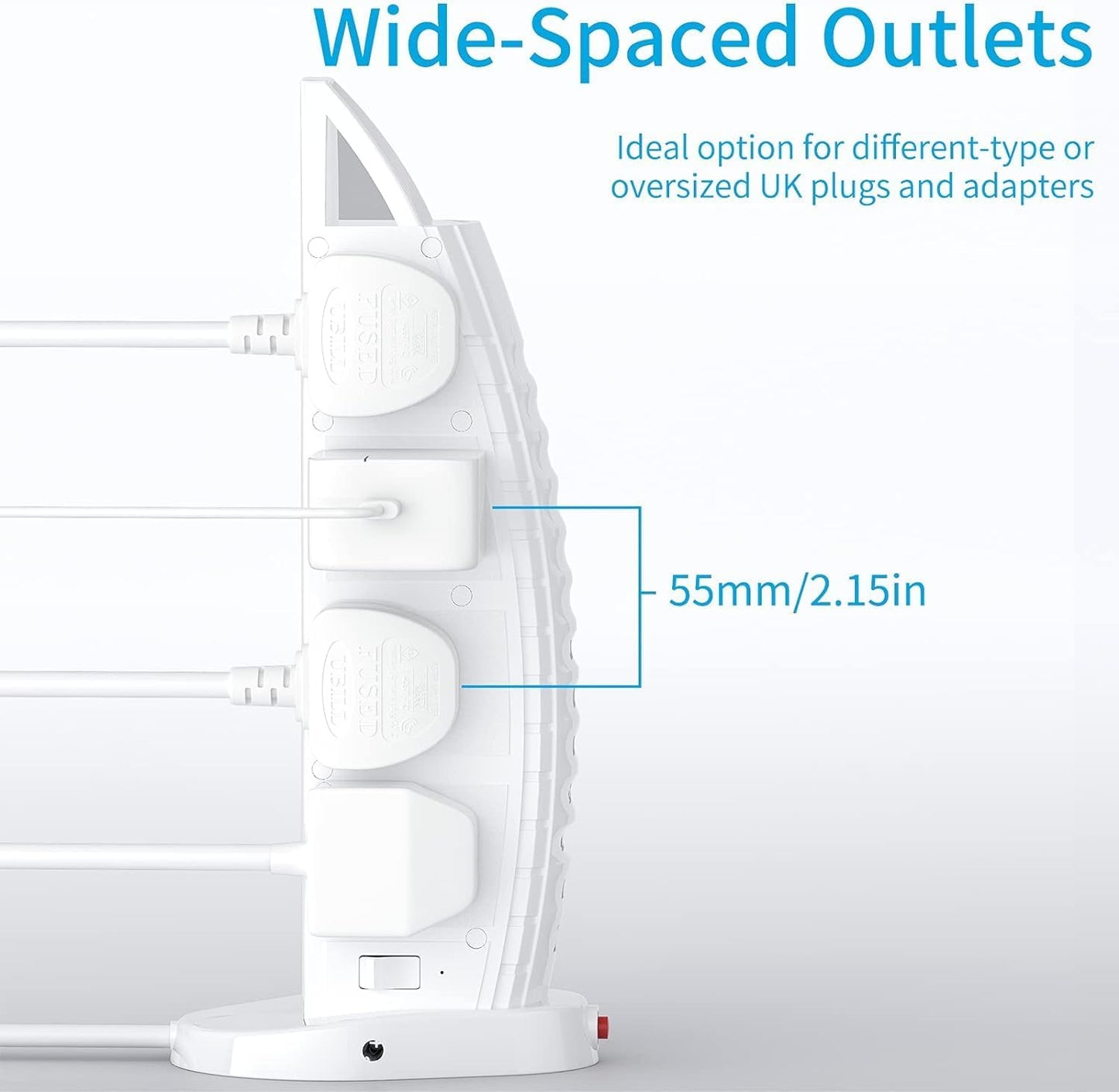 Tower Extension 3000 W with 6 USB Ports 3.4A Multi Plug Extension Socket 2M Cable