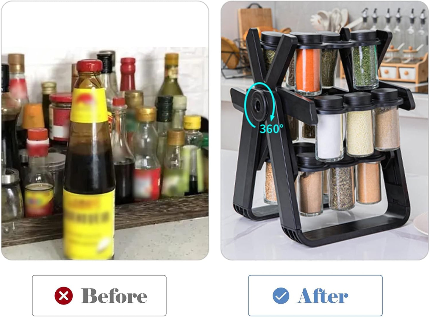 Rotating Spice Rack with 18 Jars 360°